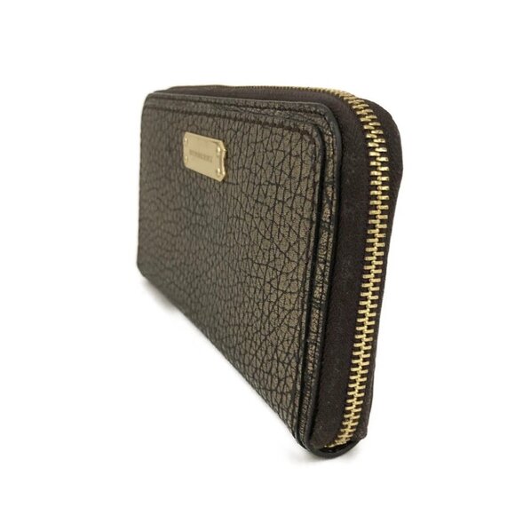 BURBERRY Logo Plate Leather Zip Around Long Wallet Gold/1D2740 - Picture 3 of 8